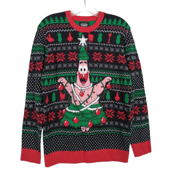 SpongeBob Squarepants Mens Ugly Christmas Sweater Sz M Christmas 2021 Holiday - Picture 1 of 15